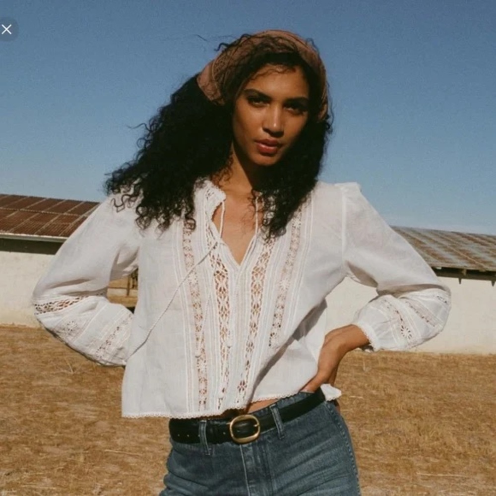 Doen Heirloom bespoke white linen and lace blouse